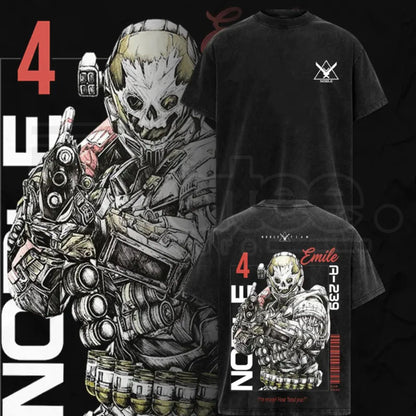 Noble Team V3 Halo Reach Double Printed Acid Washed Tee – Vintage Gaming Graphic T-Shirt