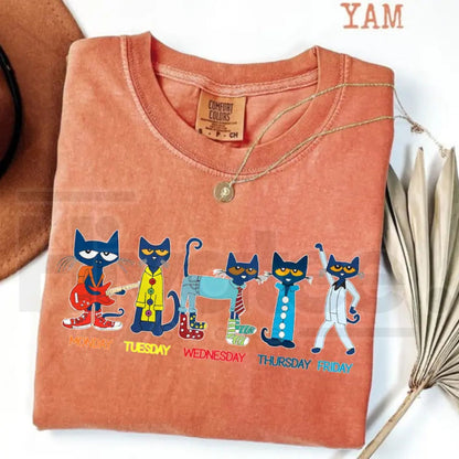 Comfort Color Pete The Cat Days Of The Week TShirt Funny Teacher Tee