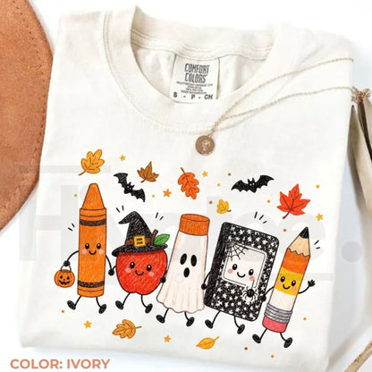Comfort Colors Halloween Teacher Spooky School Doodles Tee