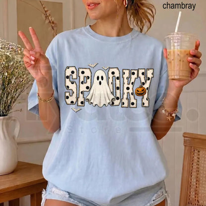 Comfort Colors Retro Spooky Halloween Ghost Preppy Tee