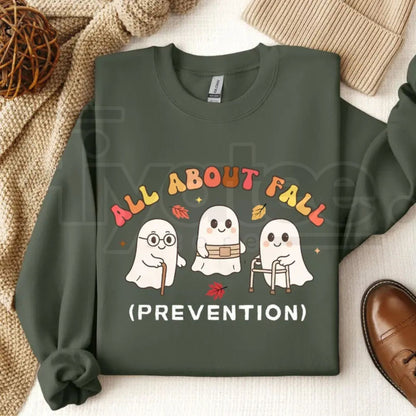 All About Fall Prevention Ghost Sweatshirt – Cute Halloween Nursing Sweater