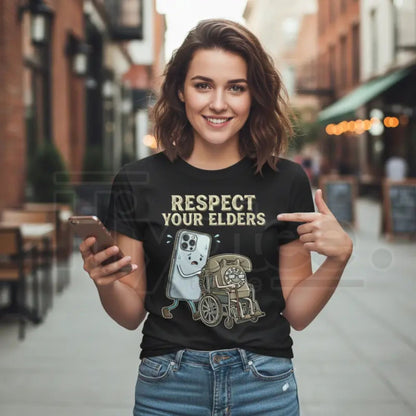"Respect Your Elders" – Tech Evolution Humor Graphic Top