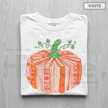 Book Pumpkin Shirt Bookish Fall Reader Tee Cute Librarian Bookworm Gift