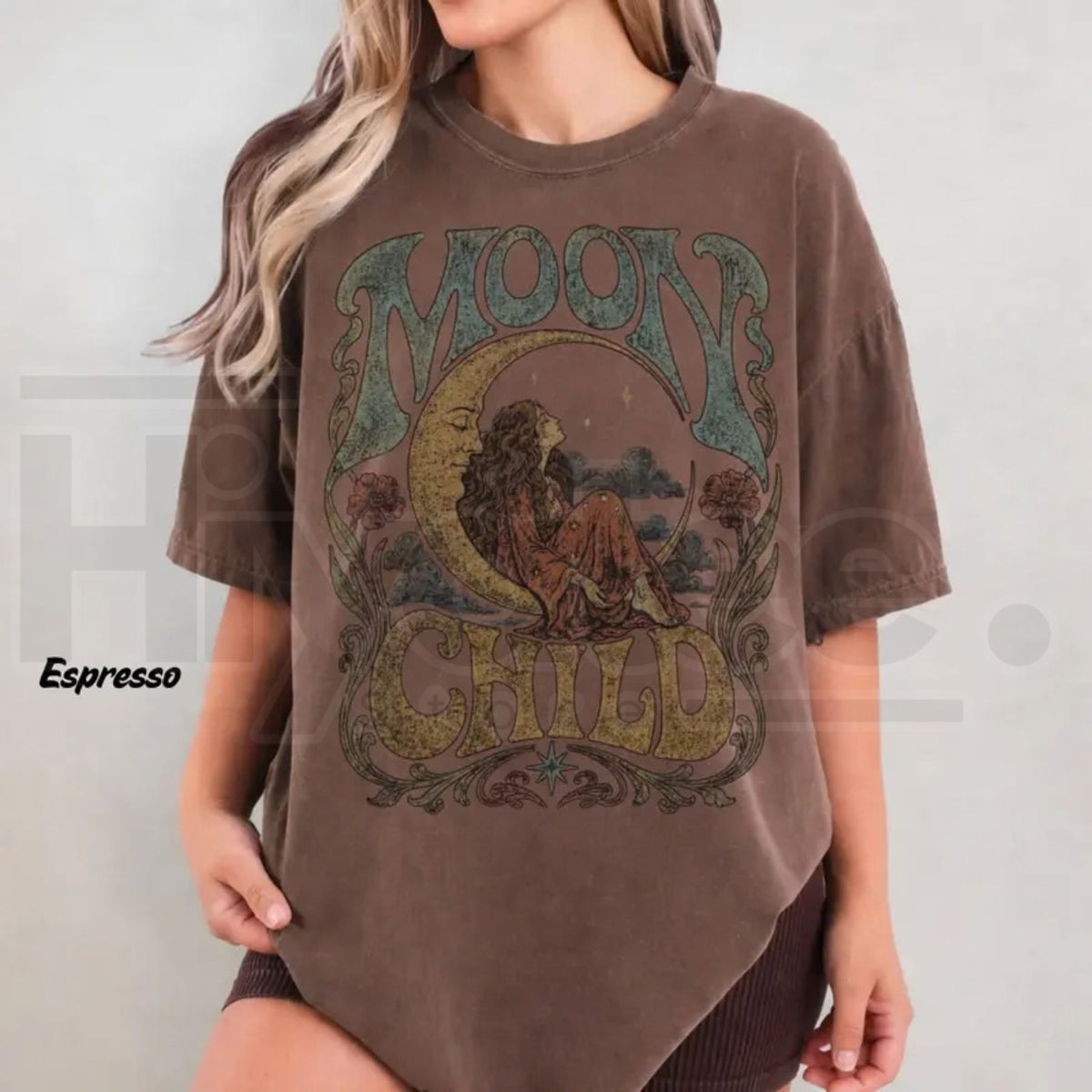 Comfort Colors Moon Child Celestial Boho 70s Retro Tee