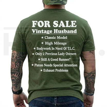 Vintage Husband For Sale T-Shirt – Funny Sarcastic Marriage Humor Tee, Retro Graphic Menswear Gift