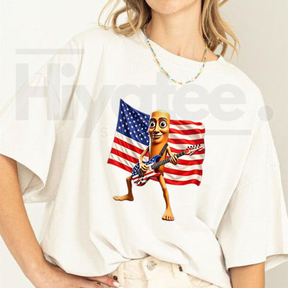 American Flag Guitar Tung Tung Tung Sahur T-Shirt – Funny 4th of July Patriotic Meme Tee