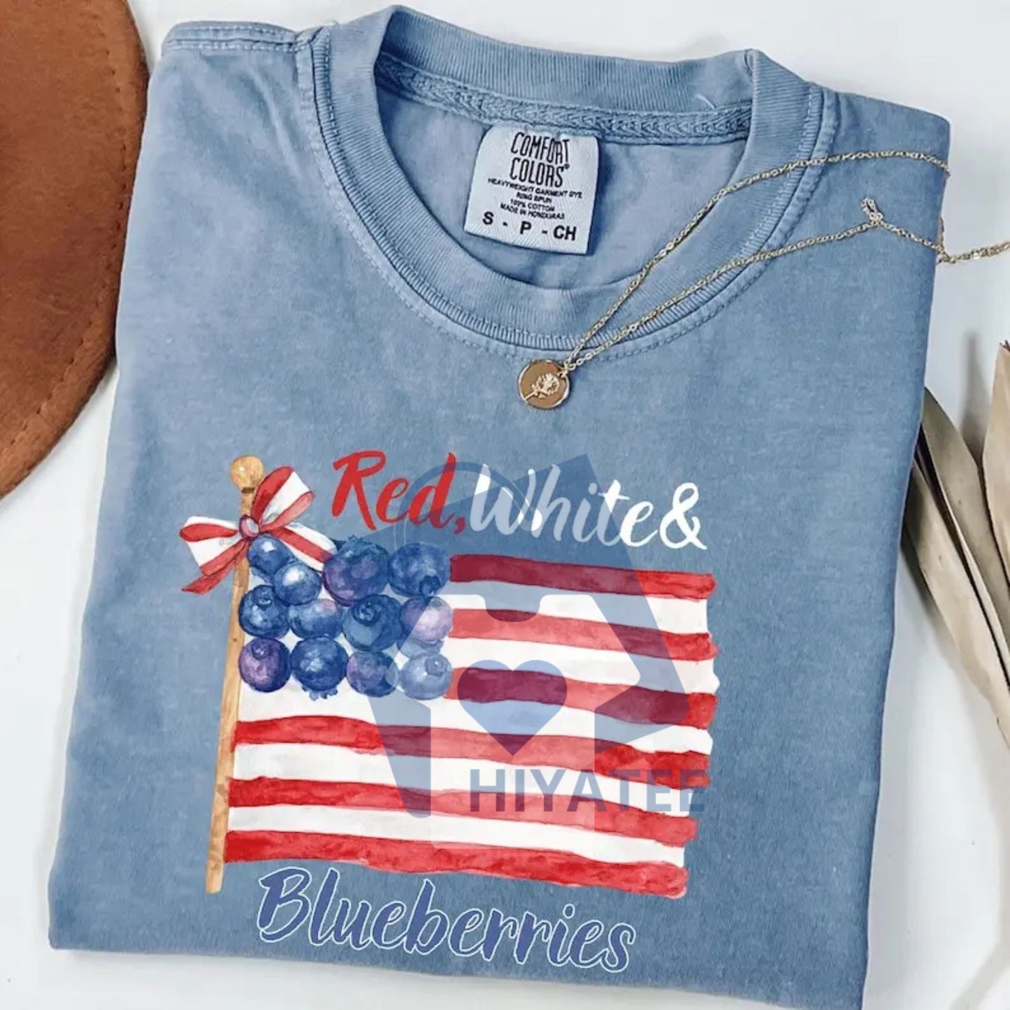 Comfort Colors Red White and Blueberries T-Shirt – Funny Patriotic USA Flag Graphic Tee, Vintage Summer Fruit Shirt