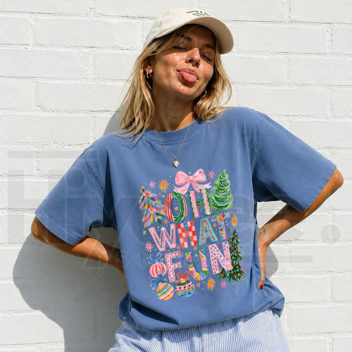 Comfort Colors Oh What Fun Christmas T-Shirt – Retro Holiday Graphic Tee
