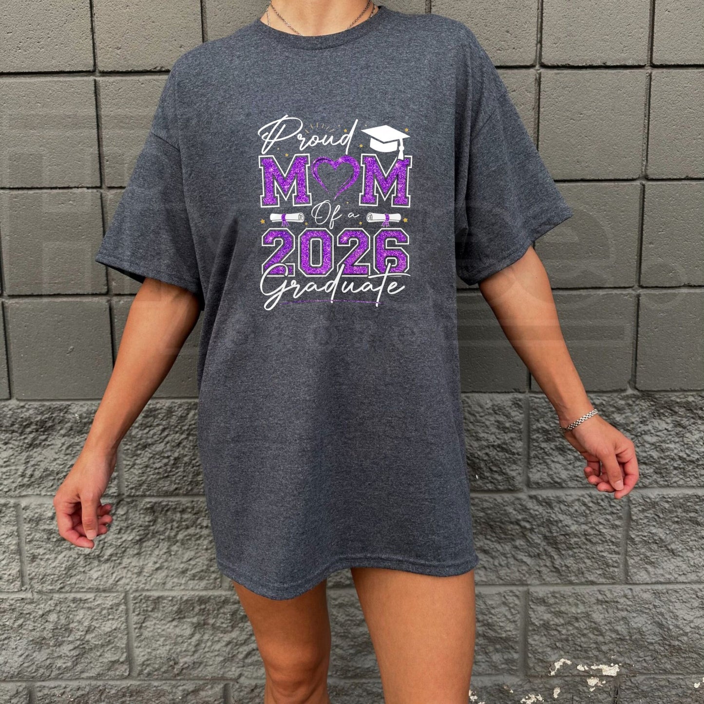 Proud Mom of a 2026 Graduate T-Shirt – Purple & Gold Vibes Senior Mom Graphic Tee, Class of 2026 Graduation Gift