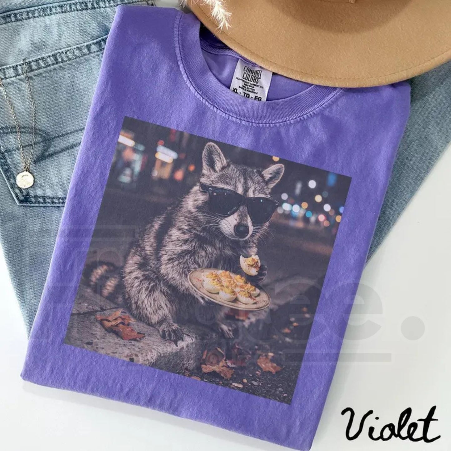 Deviled Eggs Raccoon Shirt Comfort Colors Funny Thanksgiving Food Lover Tee
