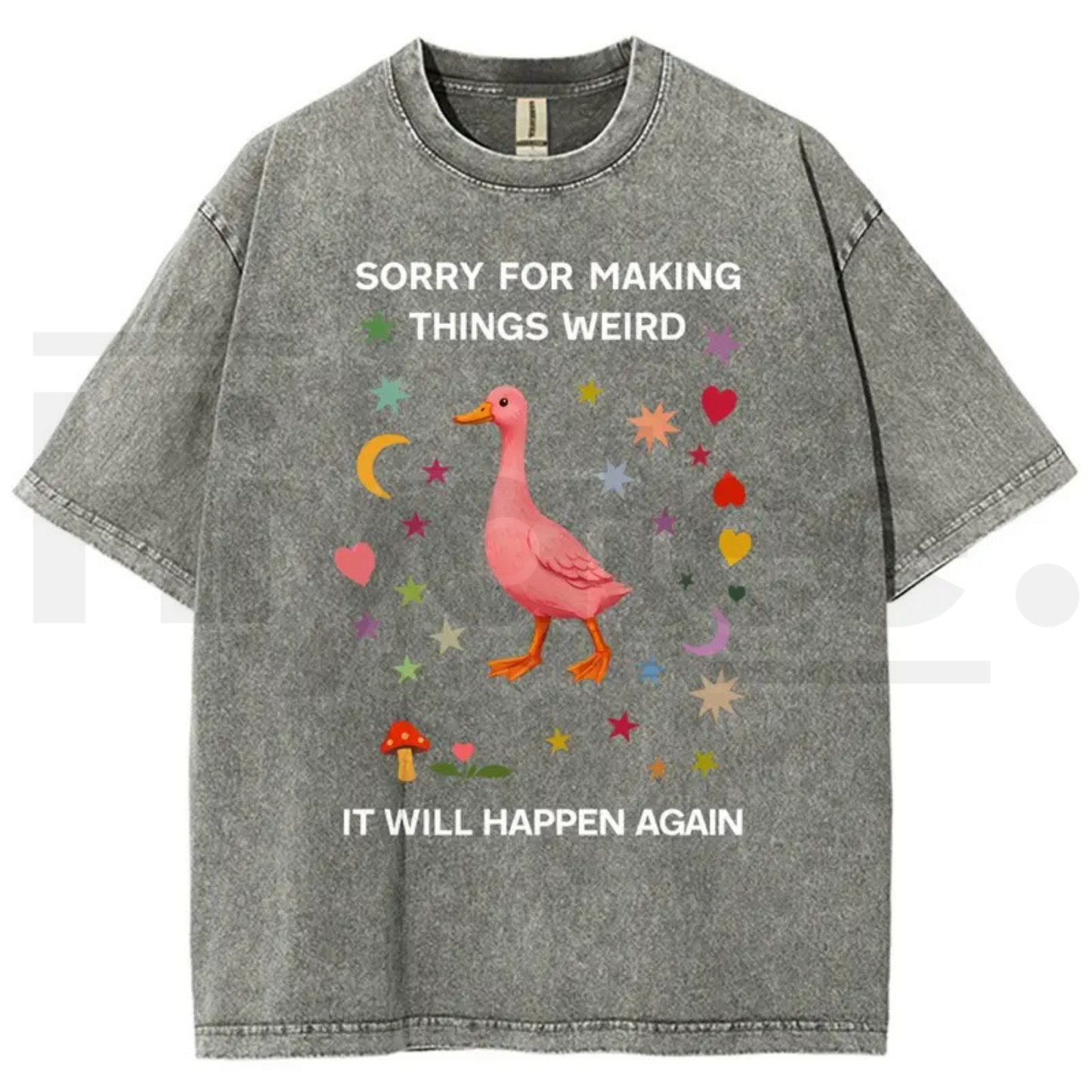 Vintage Funny Duck Meme Graphic T-Shirt – Sorry For Making Things Weird Oversized Heavyweight Cotton Tee