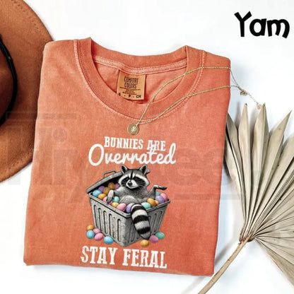 Comfort Colors® Funny Easter T-Shirt – Stay Feral Sarcastic Raccoon Holiday Tee