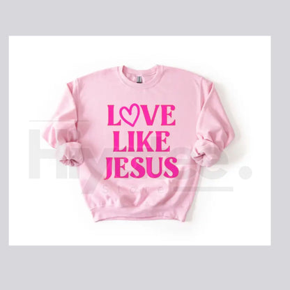 Love Like Jesus Puff Print Valentine’s Day Sweatshirt: 3D Aesthetic Christian Crewneck