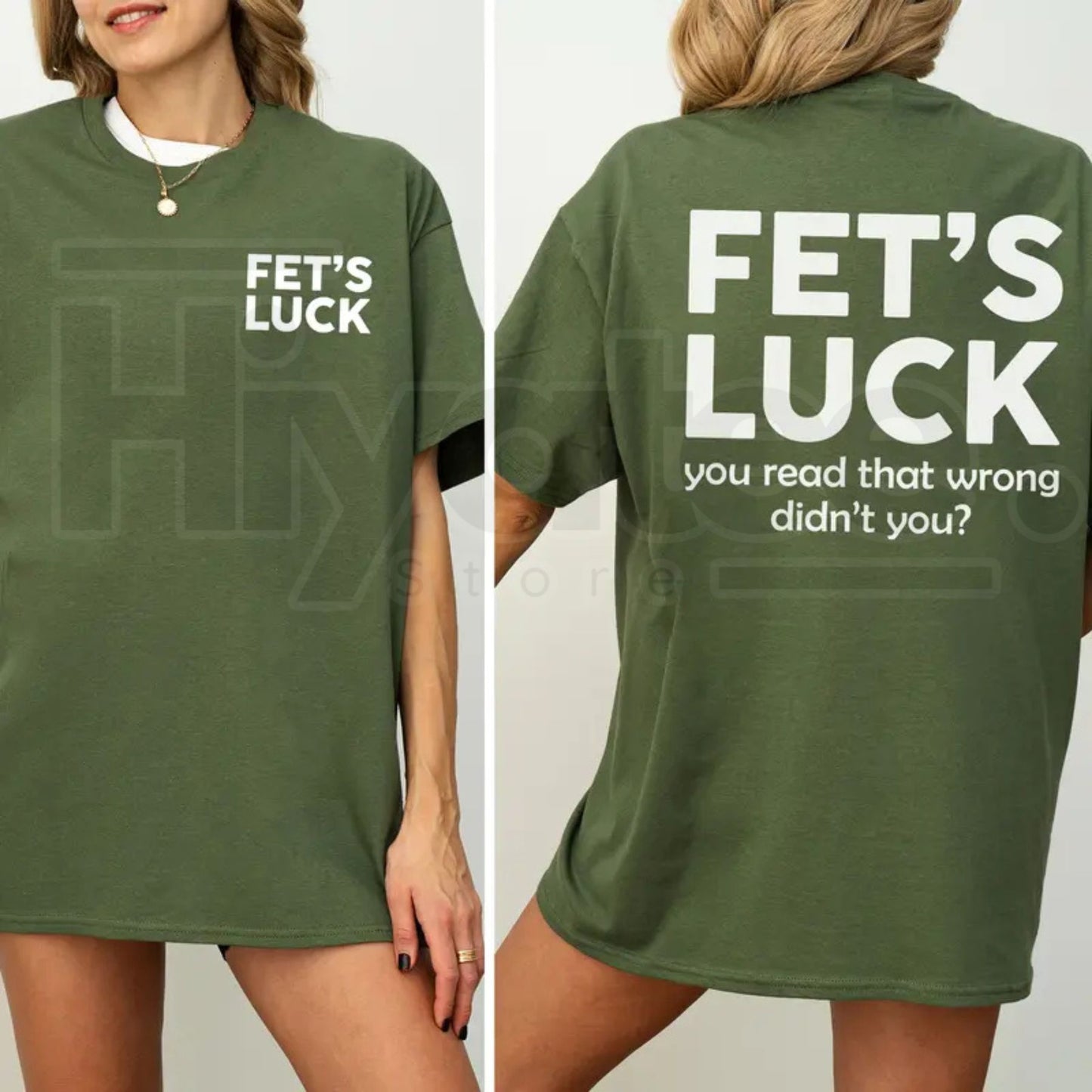 "Fet's Luck" Funny Graphic – Daily Casual Cotton Womenswear Top