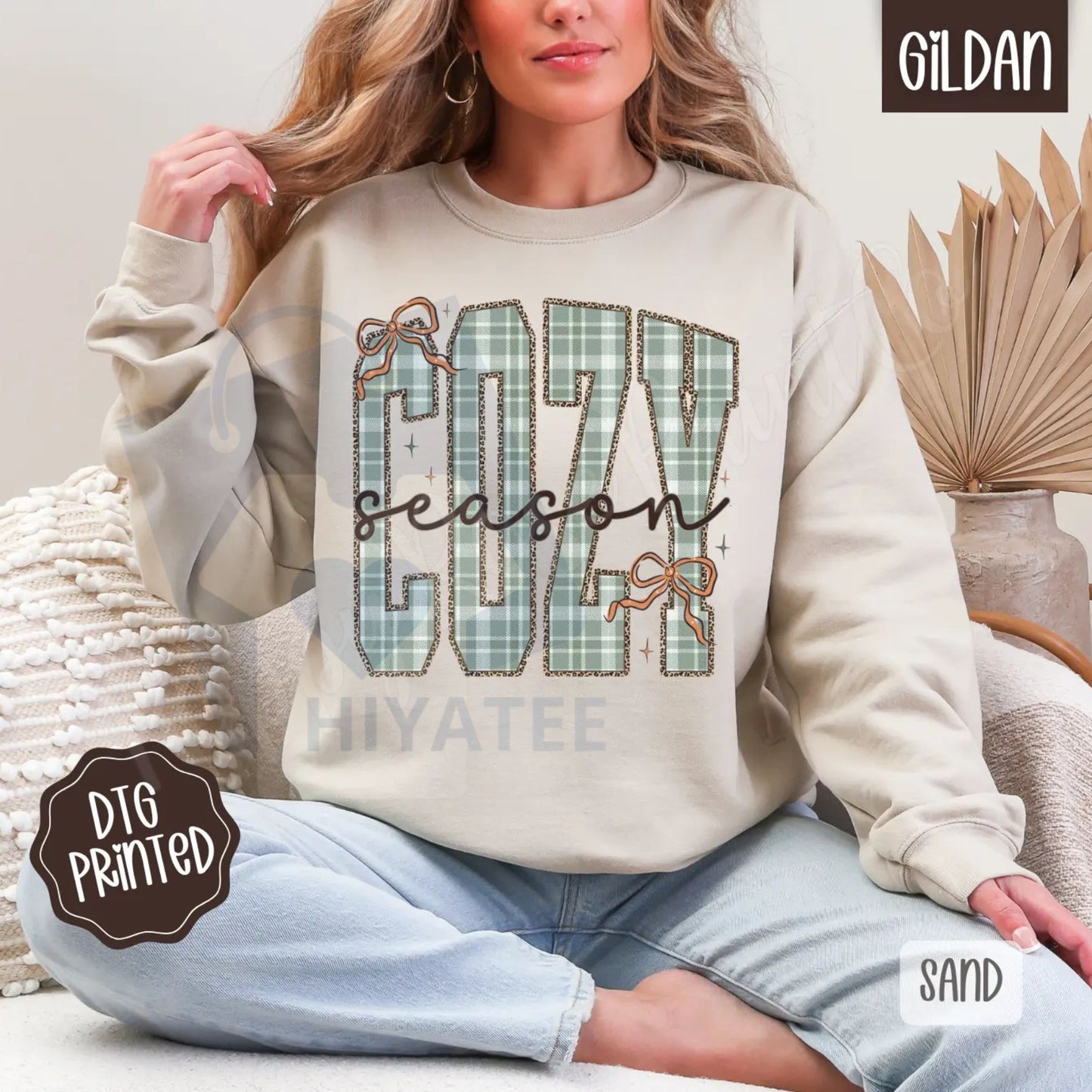 Plaid Cozy Sweatshirt: Trendy Women's Winter Sweater, Warm Flannel Aesthetic Pullover, Cozy Plaid Crewneck