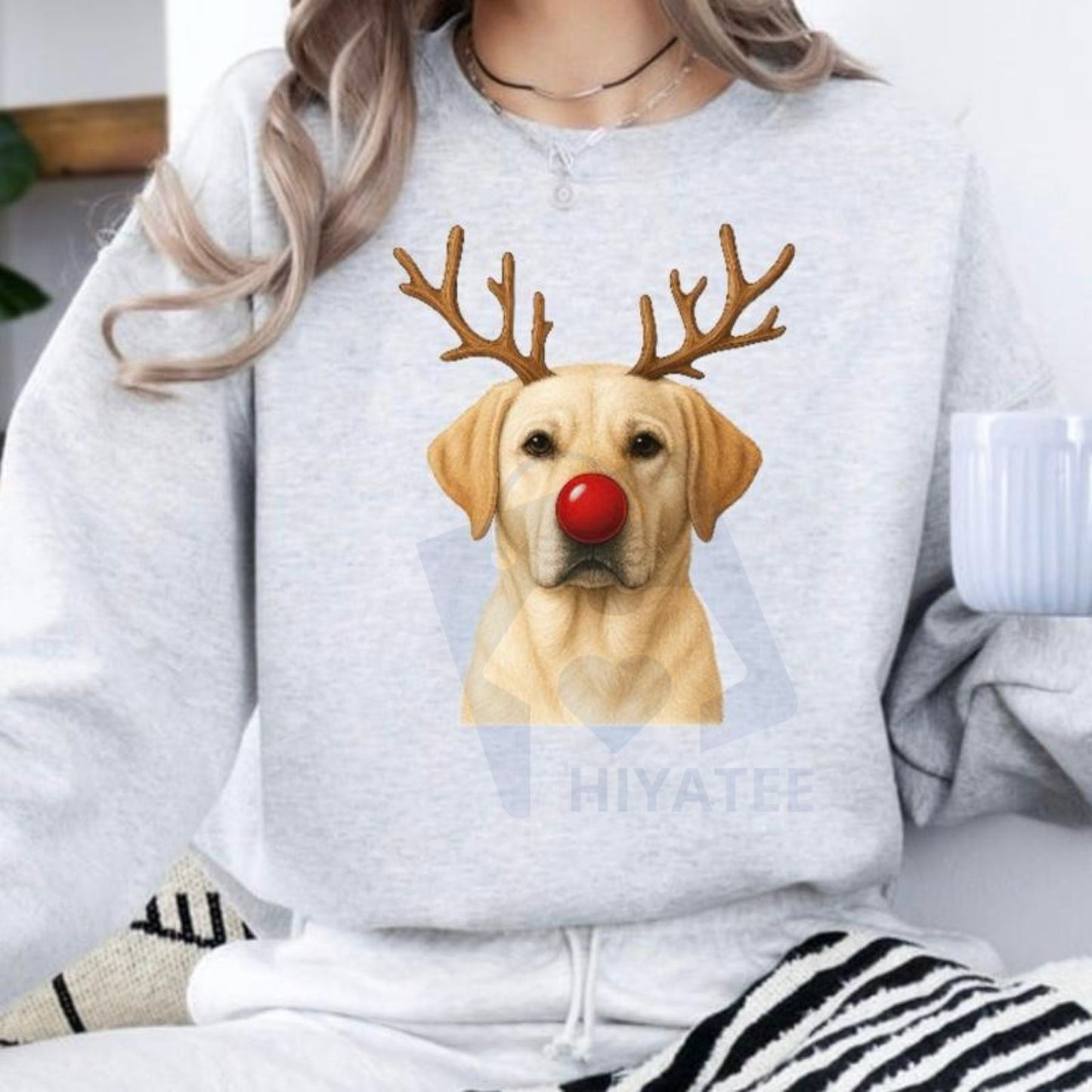 Christmas Reindeer Dog Sweatshirt: Cute Holiday Pet Graphic Pullover, Festive Dog Lover Crewneck, Unisex Gift