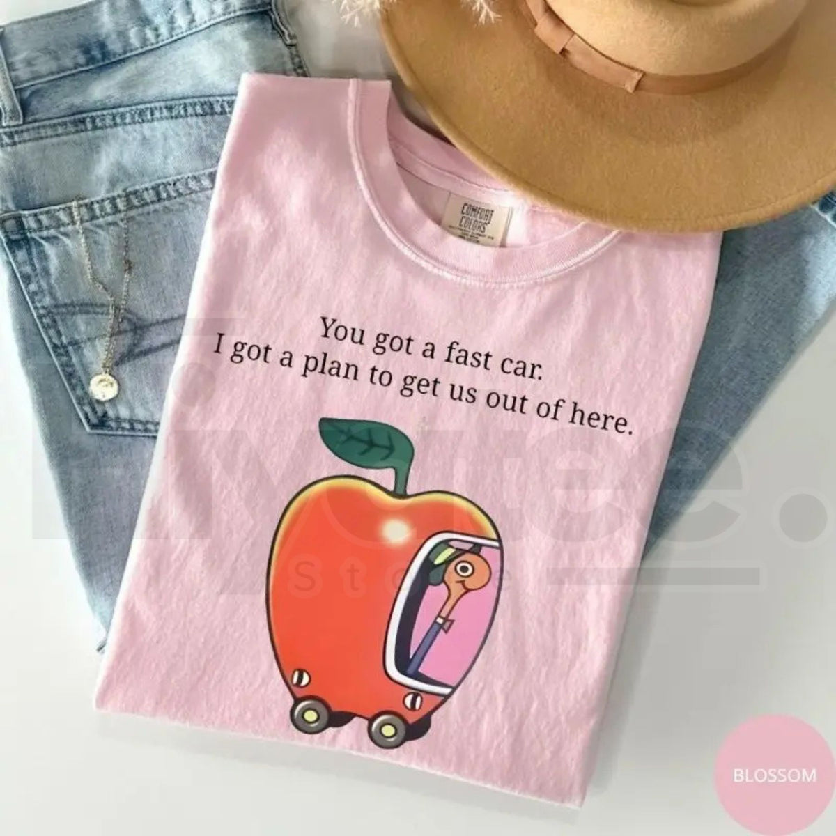 Comfort Colors Fast Car T-Shirt Retro Apple Graphic Road Trip Tee