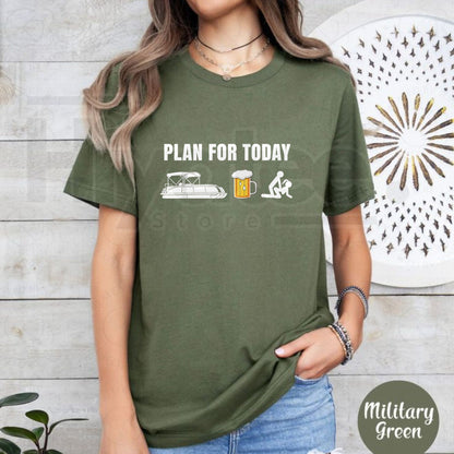 "Pontoon Boat Plan" – Funny Beer Boating Men's Graphic Top