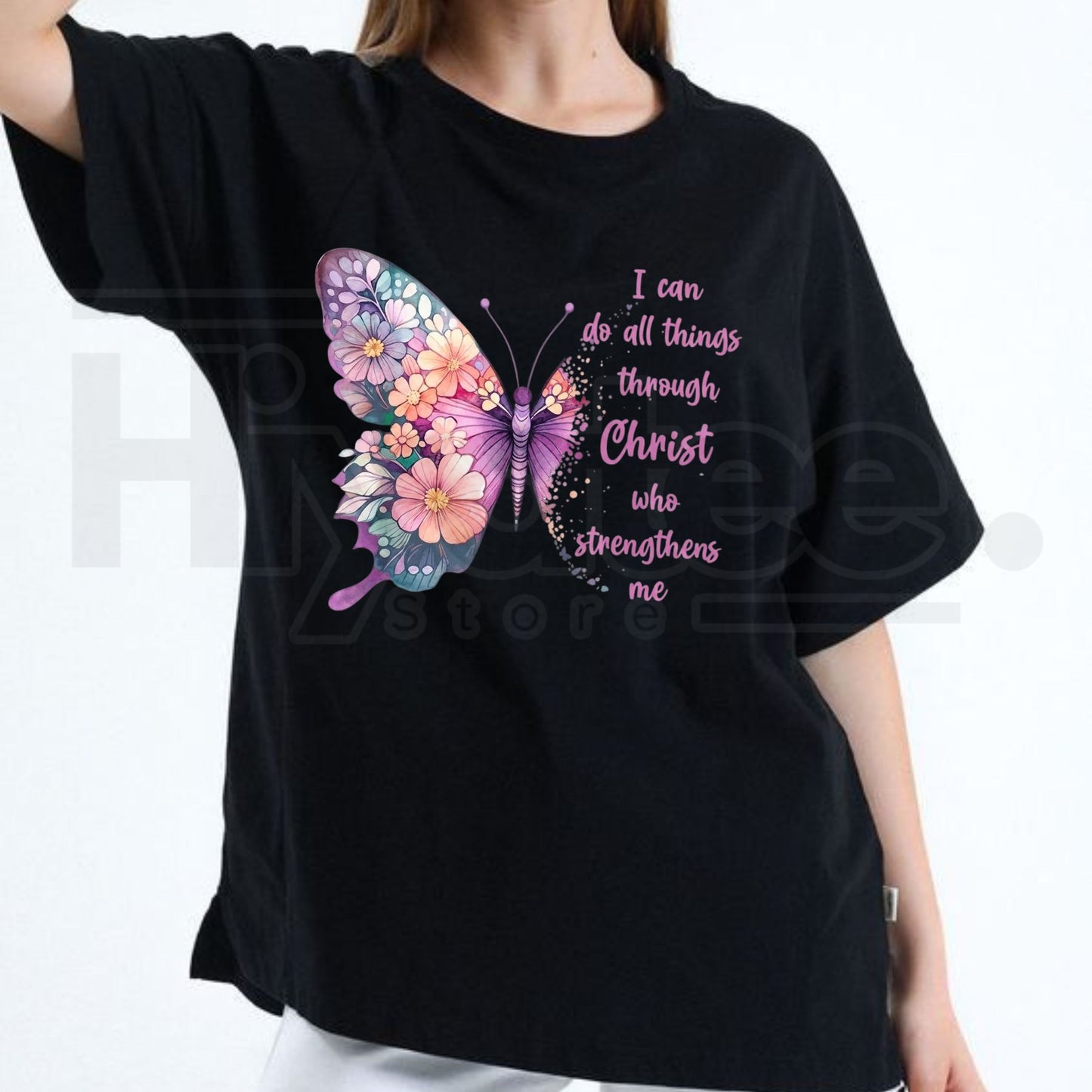 I Can Do All Things Through Christ Butterfly T-Shirt – Christian Faith Graphic Tee