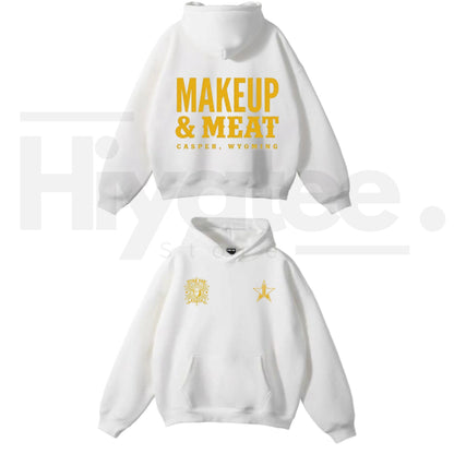 Makeup & Meat Graphic Hoodie – Funny Aesthetic Unisex Cotton Pullover