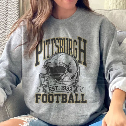 Vintage Football Helmet Graphic Sweatshirt – City Sports Crewneck, Retro Athletic Pullover