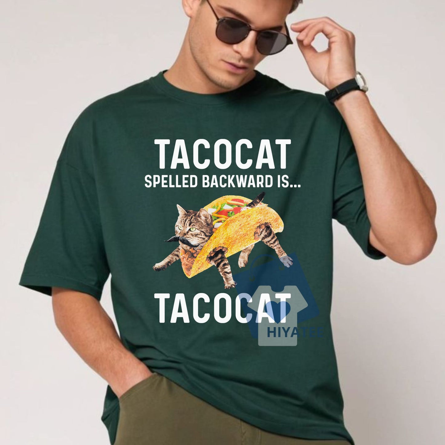 Tacocat Spelled Backward Is Tacocat Shirt – Funny Cat & Taco Palindrome Tee, Cute Gift for Cat Lovers and Food Fans