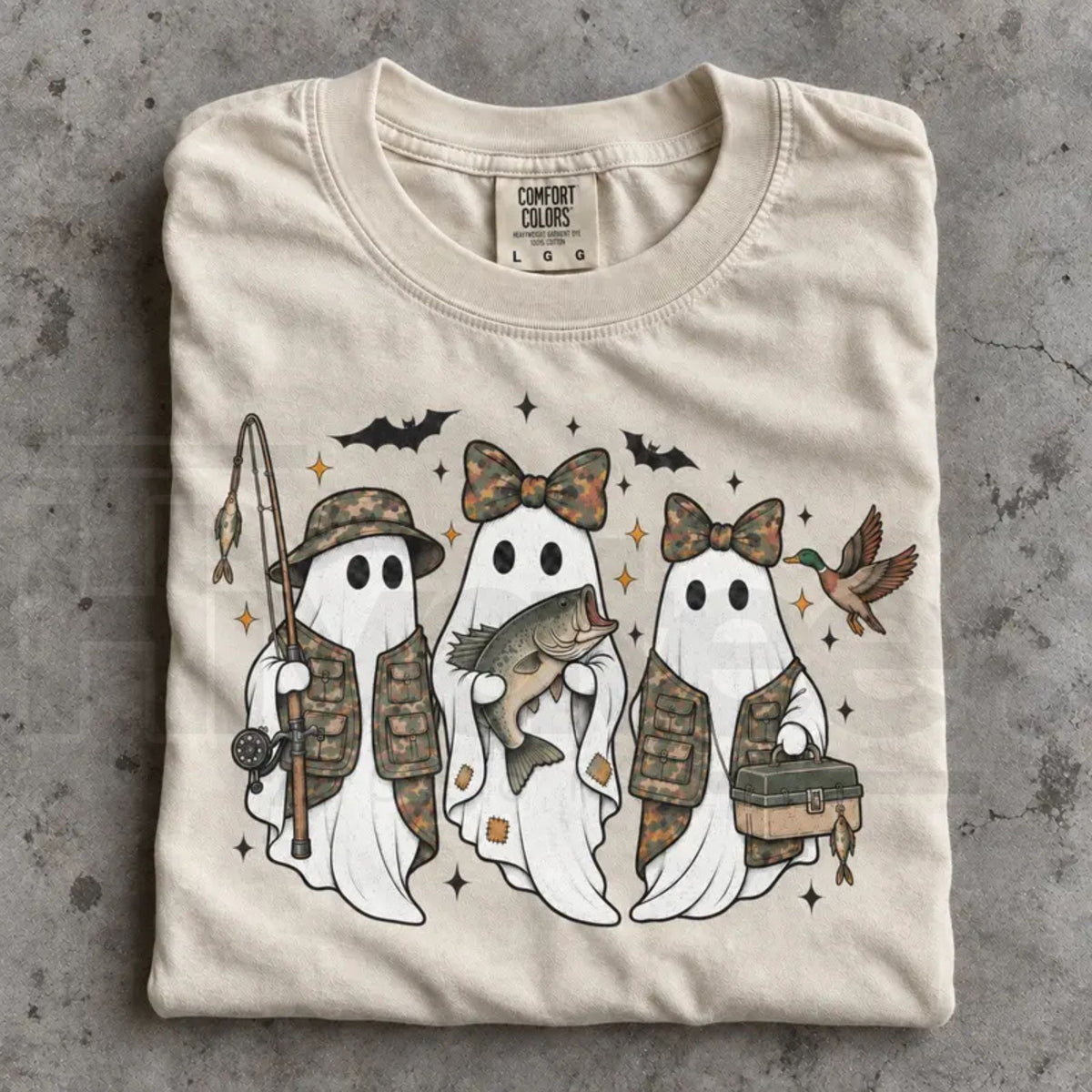 Fishing Season Ghosts Camo Ghost Halloween Comfort Colors Tee