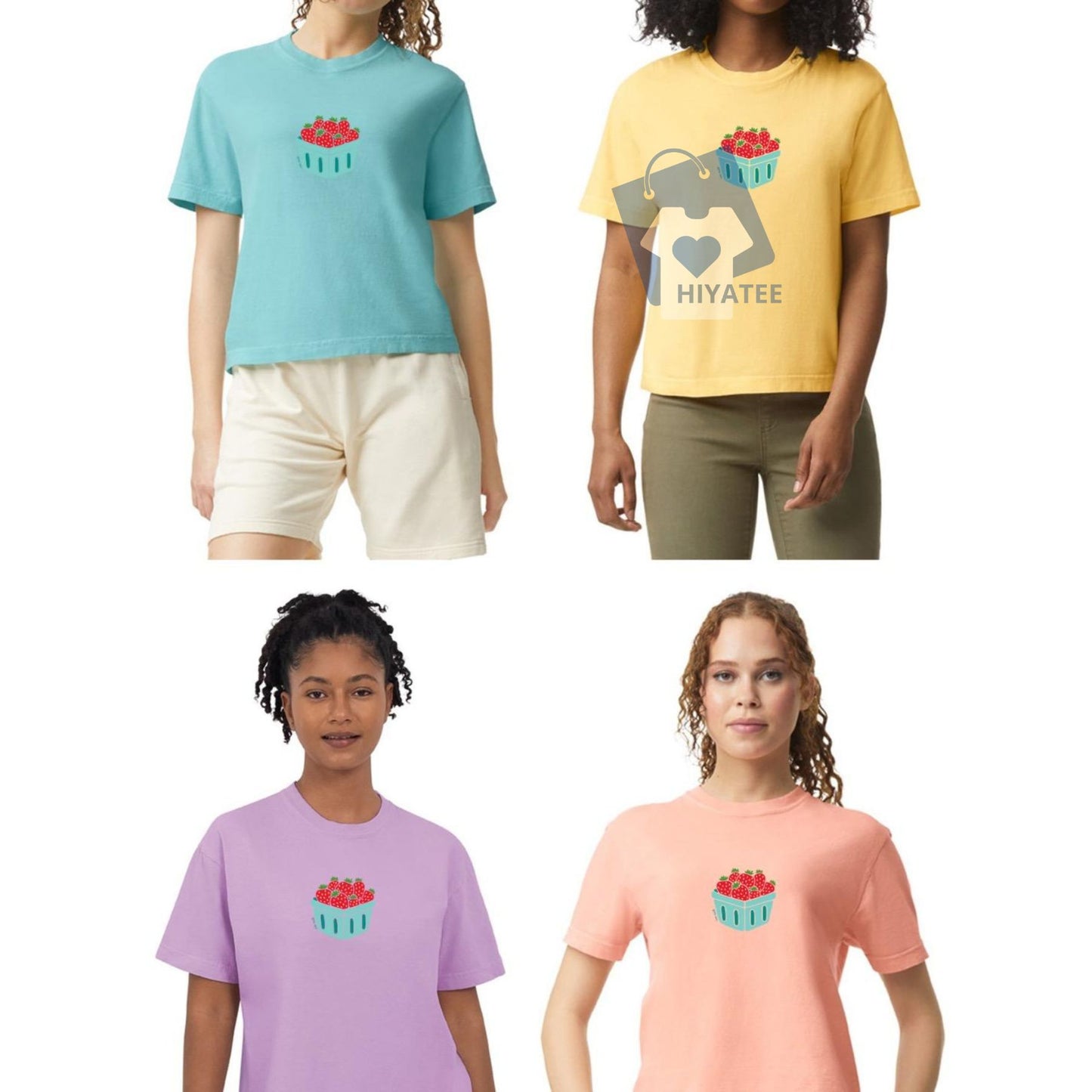 Strawberry Cropped Baby Tee – Cute Summer Comfort Colors T-Shirt for Women