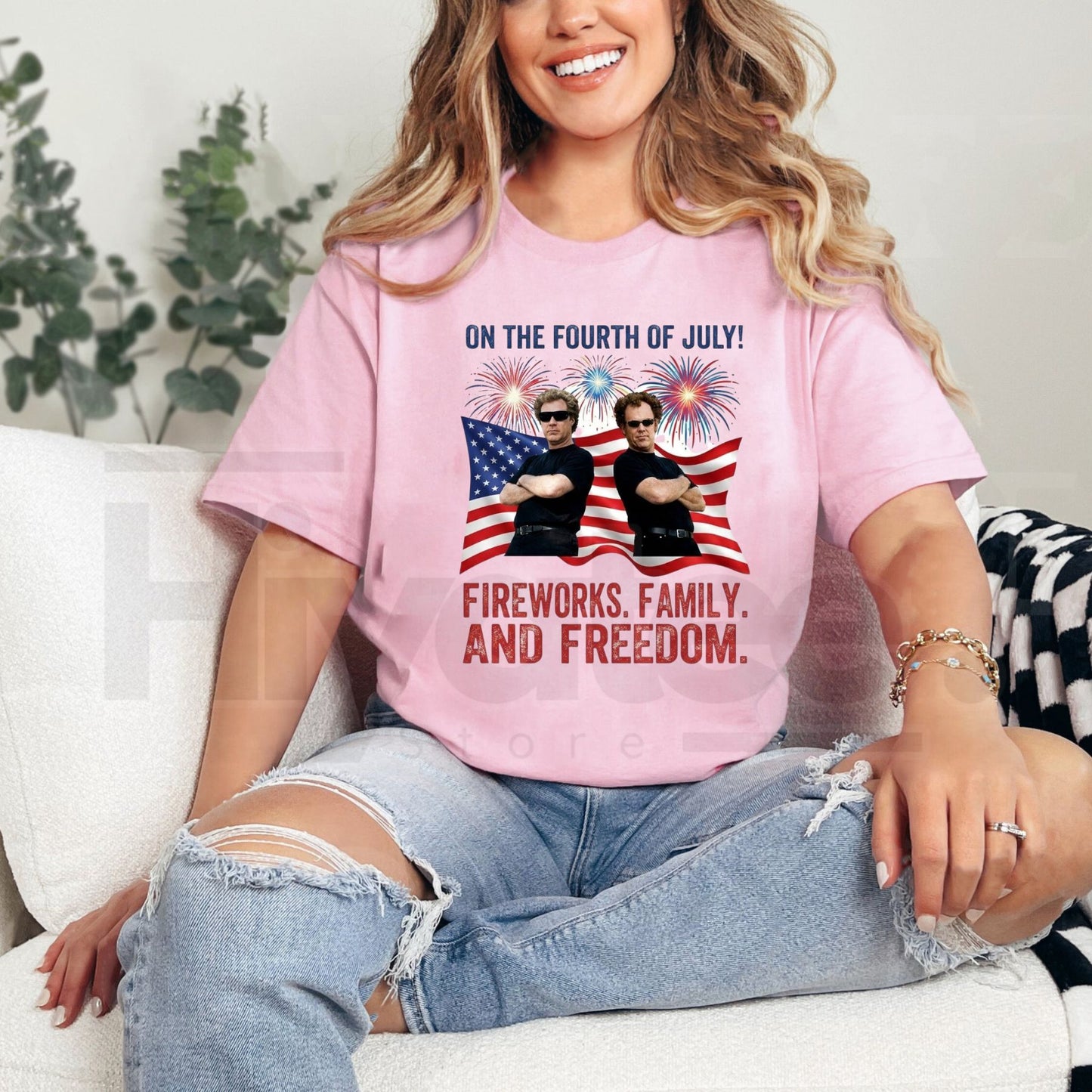 "Boats, Hoes, and Freedom" – Funny 4th of July Oversized Graphic Top