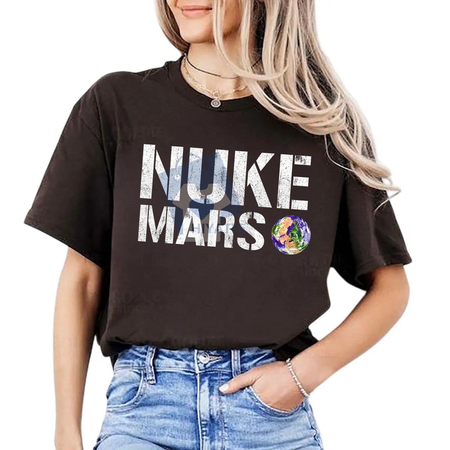 "Nuke Mars" Graphic T-Shirt – Elon Musk SpaceX Fan Tee, Space Exploration Gift