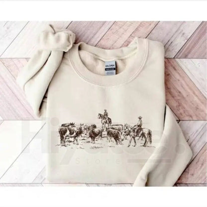 Cowboy Rodeo Sweatshirt: Vintage Horse Western Graphic for Men and Women