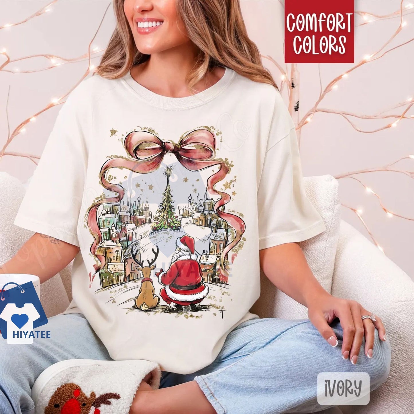 Coquette Christmas Town Shirt – Comfort Colors Trendy Women's Holiday T-shirt, Vintage Christmas Aesthetic Tee