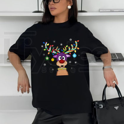 Funny Cute Reindeer Christmas T-Shirt – Holiday Graphic Unisex Cotton Tee