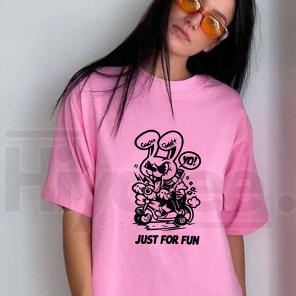 Urban Cartoon Graffiti Bunny T-Shirt – Street Art Graphic Tee for Men & Women