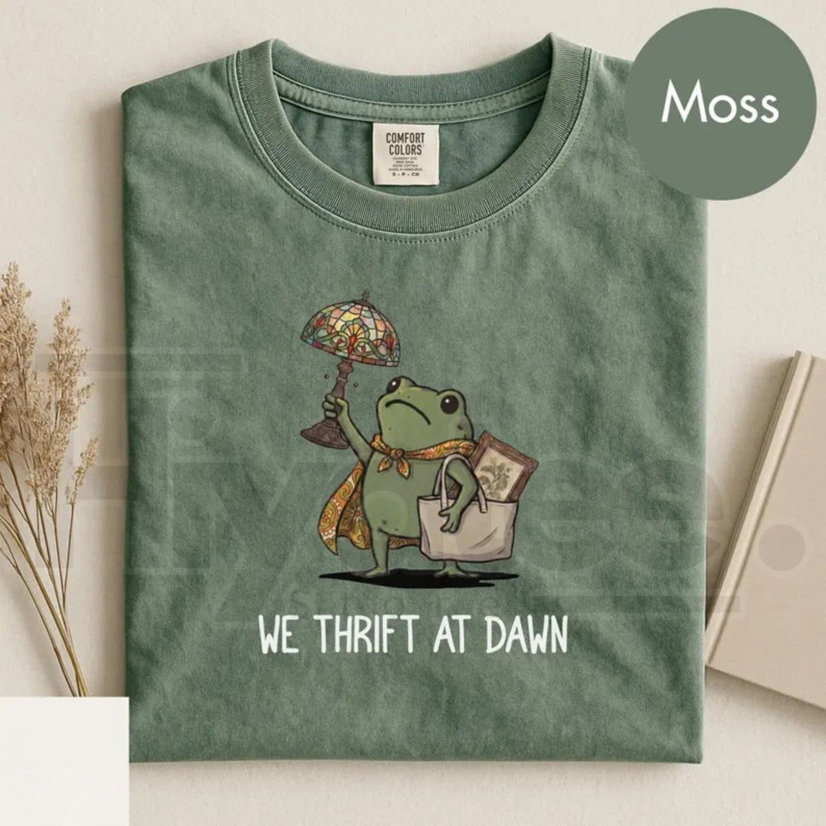 Comfort Colors We Thrift At Dawn Funny Frog Meme Tee
