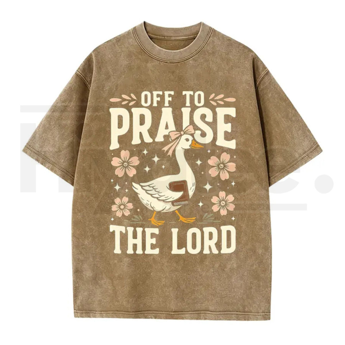 Off to Praise the Lord Faith Goose Graphic Tee – Trendy Christian Bible Verse Cotton Shirt