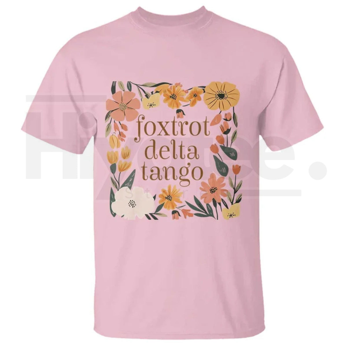 Foxtrots Deltas Tangos Boho Floral T-Shirt – Funny Military Phonetic Humor Tee