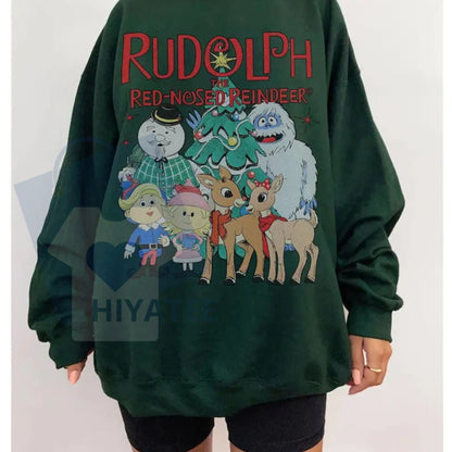 Vintage Rudolph Sweatshirt Christmas Crewneck: Retro Rudolph The Red Nosed Reindeer Shirt, Vintage Christmas Holiday Pullover