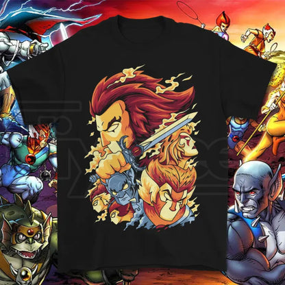Vintage 80s Cartoon Thundercats Graphic Tee – Retro Character Grid Streetwear T-Shirt