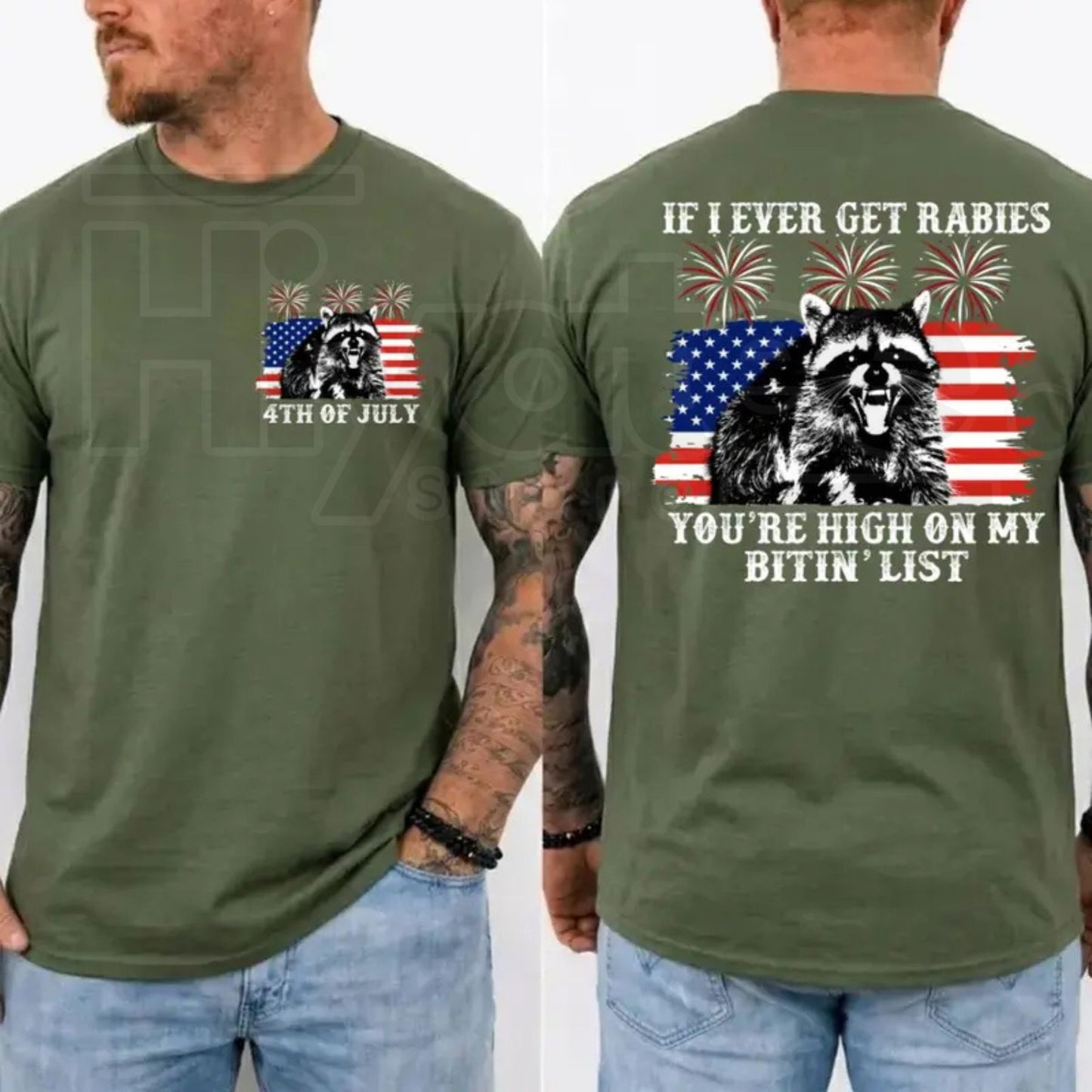 If I Ever Get Rabies 4th Of July T-Shirt – Funny Sarcastic Raccoon Patriotic Tee