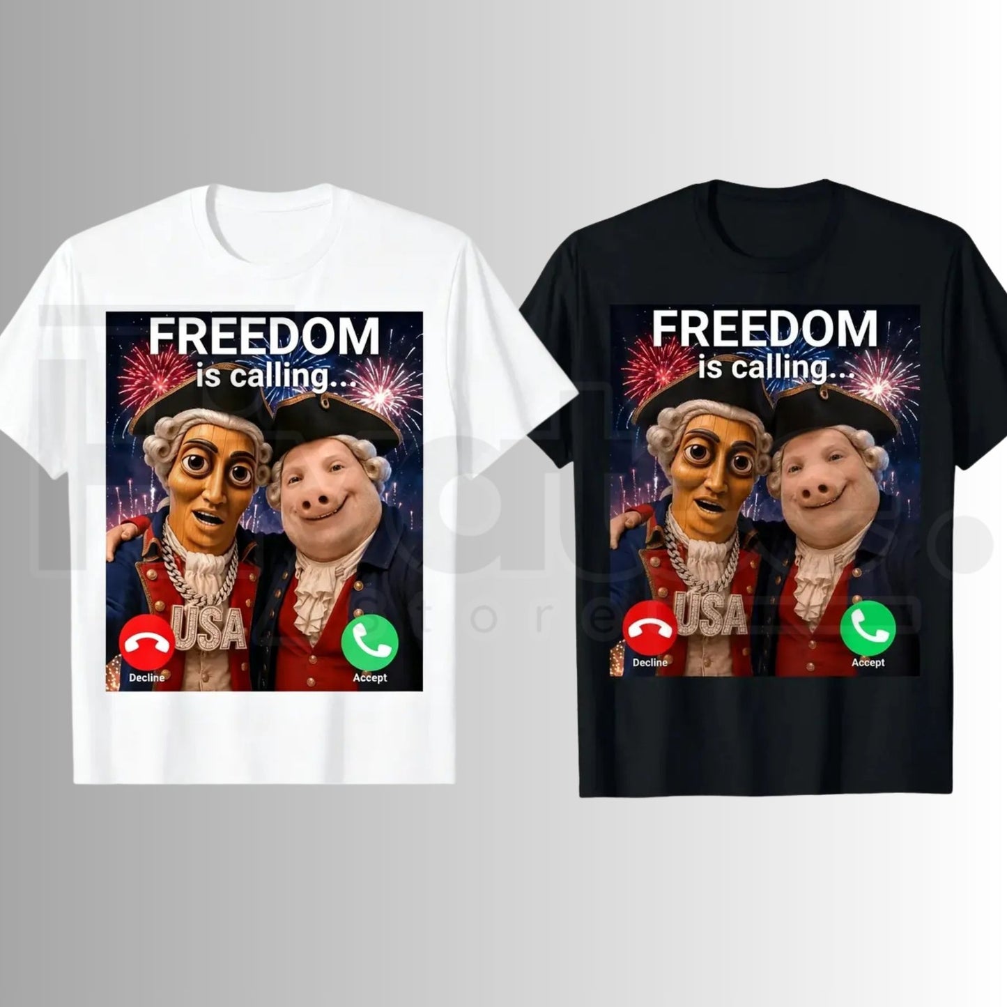 John Pork Freedom Is Calling 4th of July T-Shirt – Tung Tung Tung Sahur Meme Graphic Tee