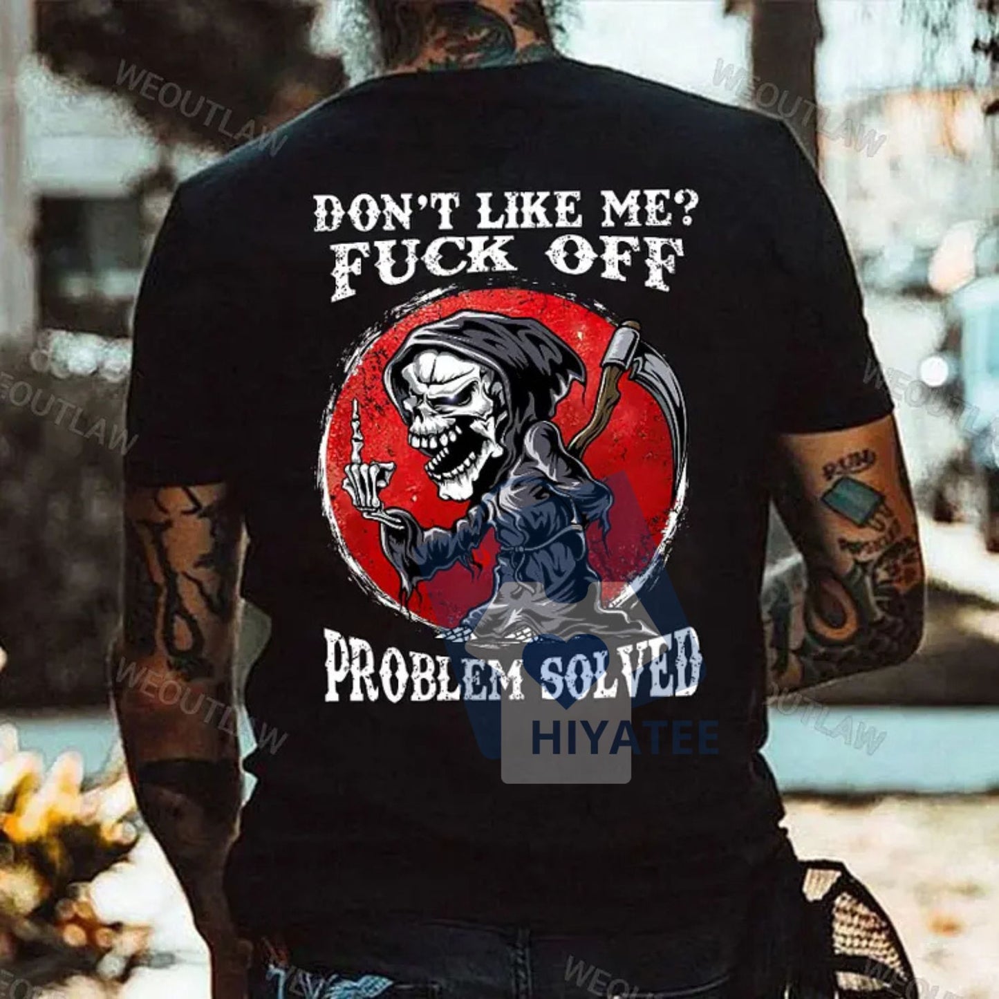 Don’t Like Me F*ck Off Problem Solved T-Shirt – Bold Statement Graphic Tee, Halloween Attitude Shirt for Men & Women