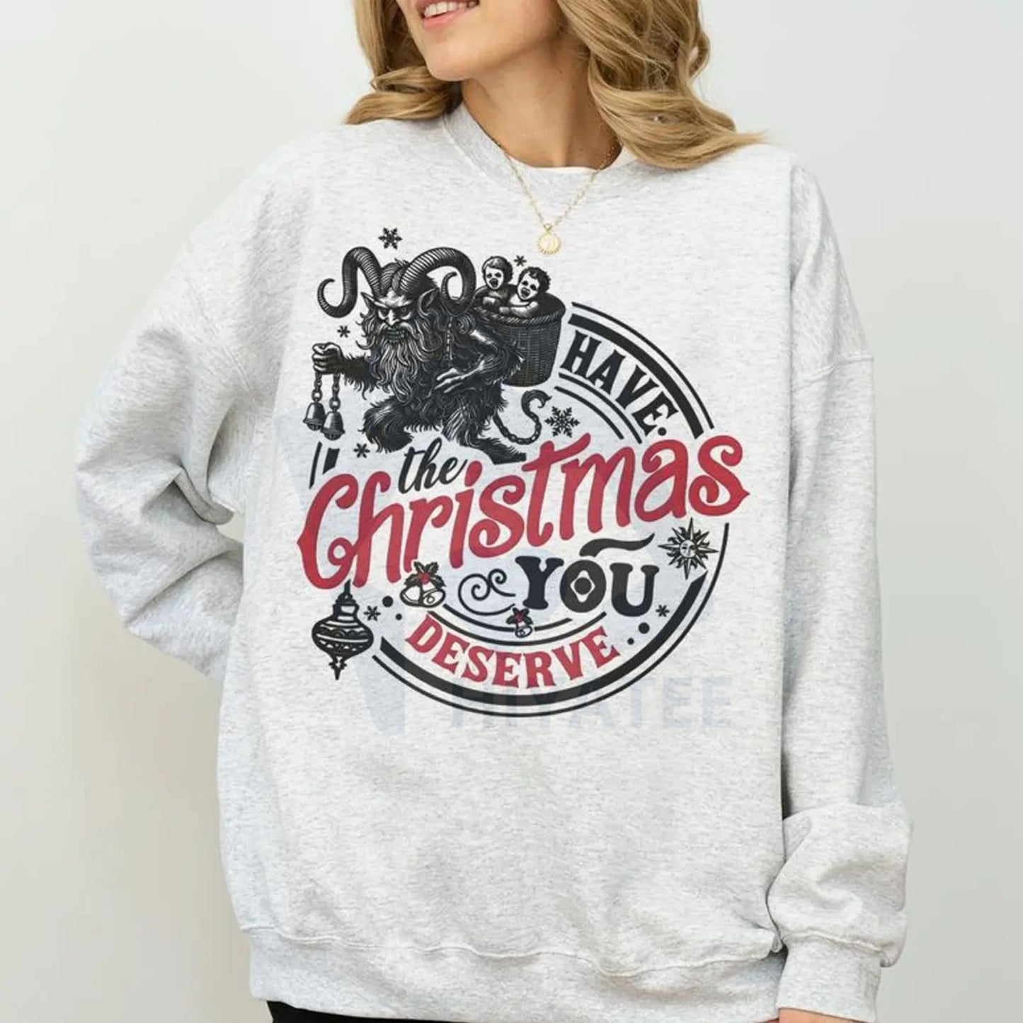 Krampus Christmas Sweatshirt: Sarcastic Funny Krampusnacht Crewneck, Dark Horror Xmas, Dark Humor Sweater, Trending 25