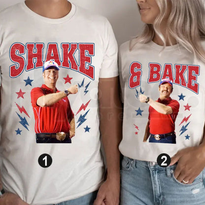 Shake and Bake 4th of July T-Shirt – Funny Matching Couples Independence Day Tee