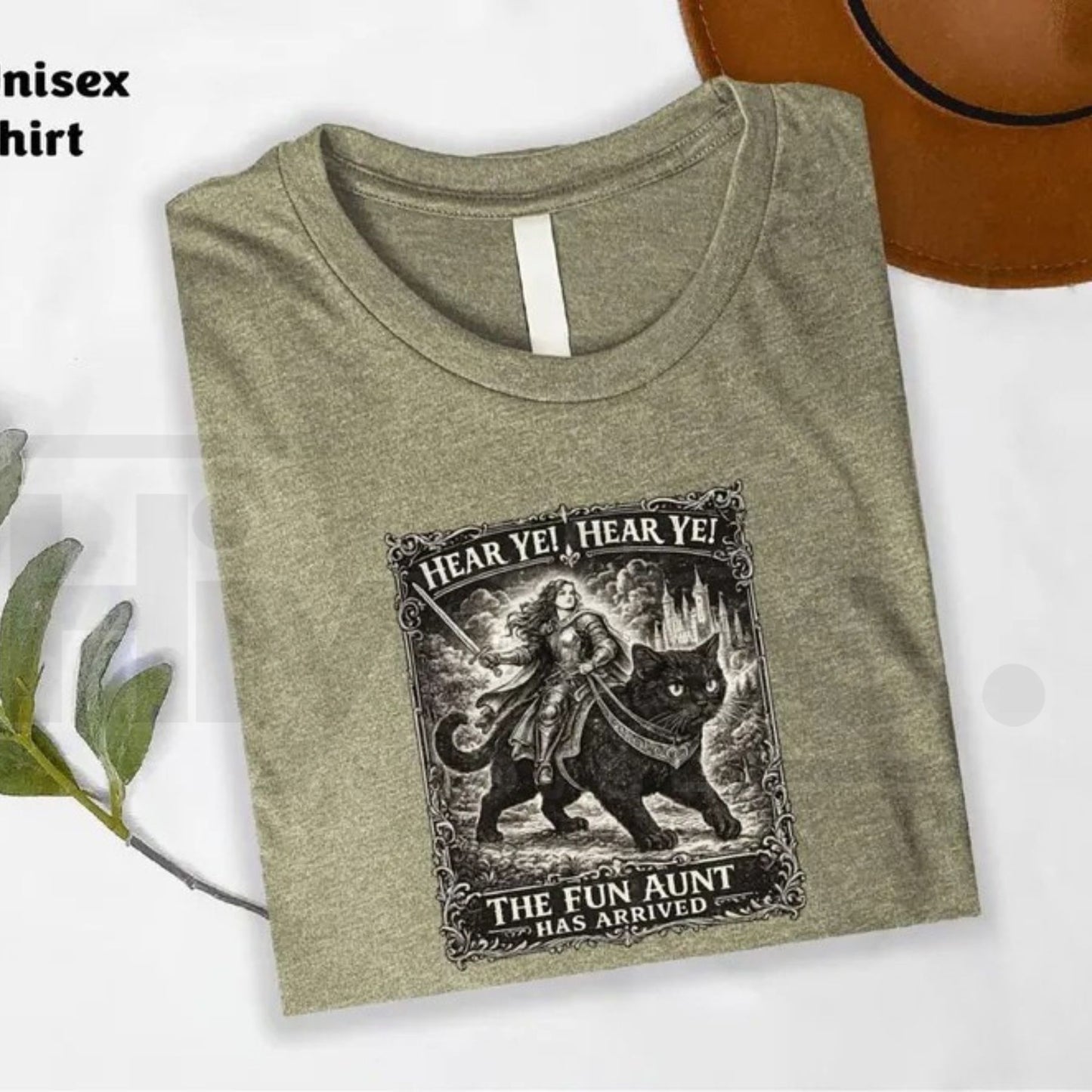 Comfort Colors Fun Aunt Knight Riding Black Cat T-Shirt