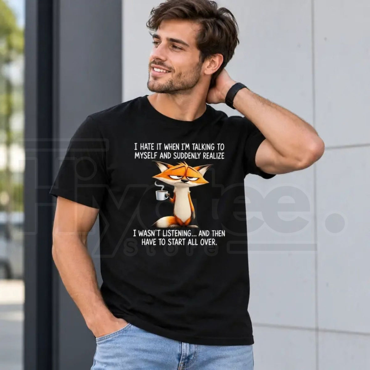 Talking to Myself Funny Cartoon Fox T-Shirt – Sarcastic Quote Tee