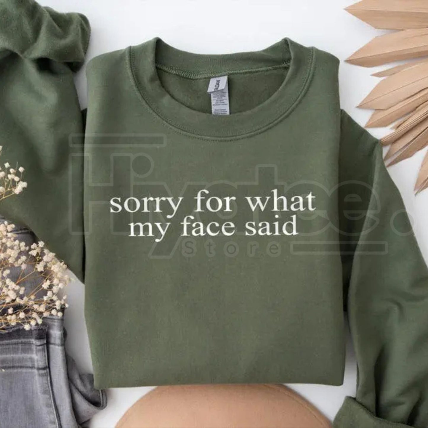 Sorry For What My Face Said Sweatshirt: Sarcastic Funny Crewneck, Relatable Humor Slogan Pullover, Gift for Introverts