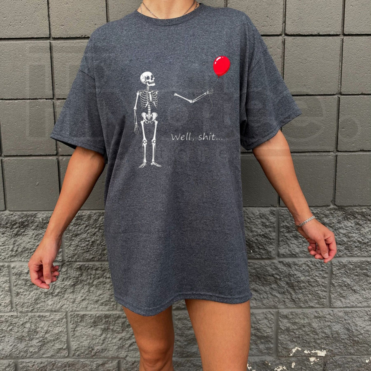 Funny Skeleton Balloon T-Shirt – Dark Humor Halloween Graphic Tee