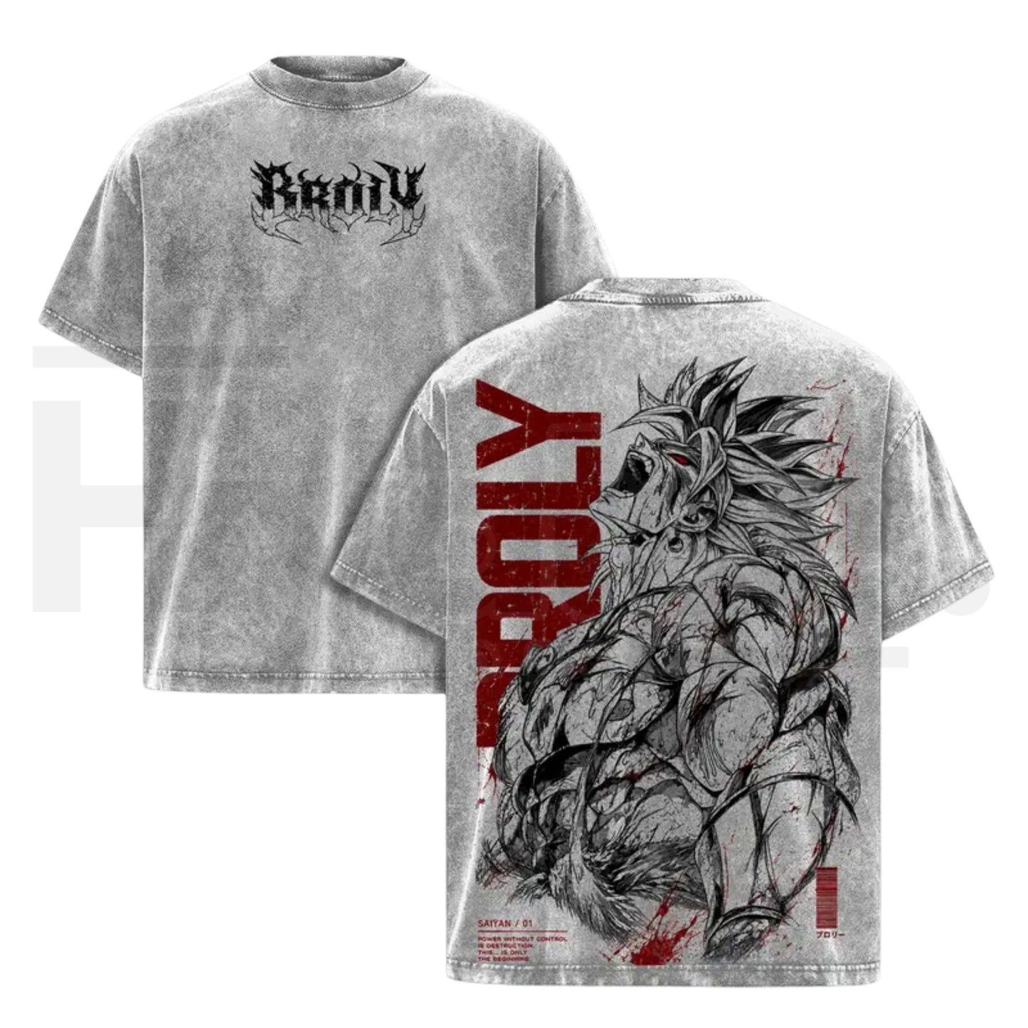 Broly DBZ Washed Tee – Super Saiyan Berserker Anime Graphic Double Printed T-Shirt