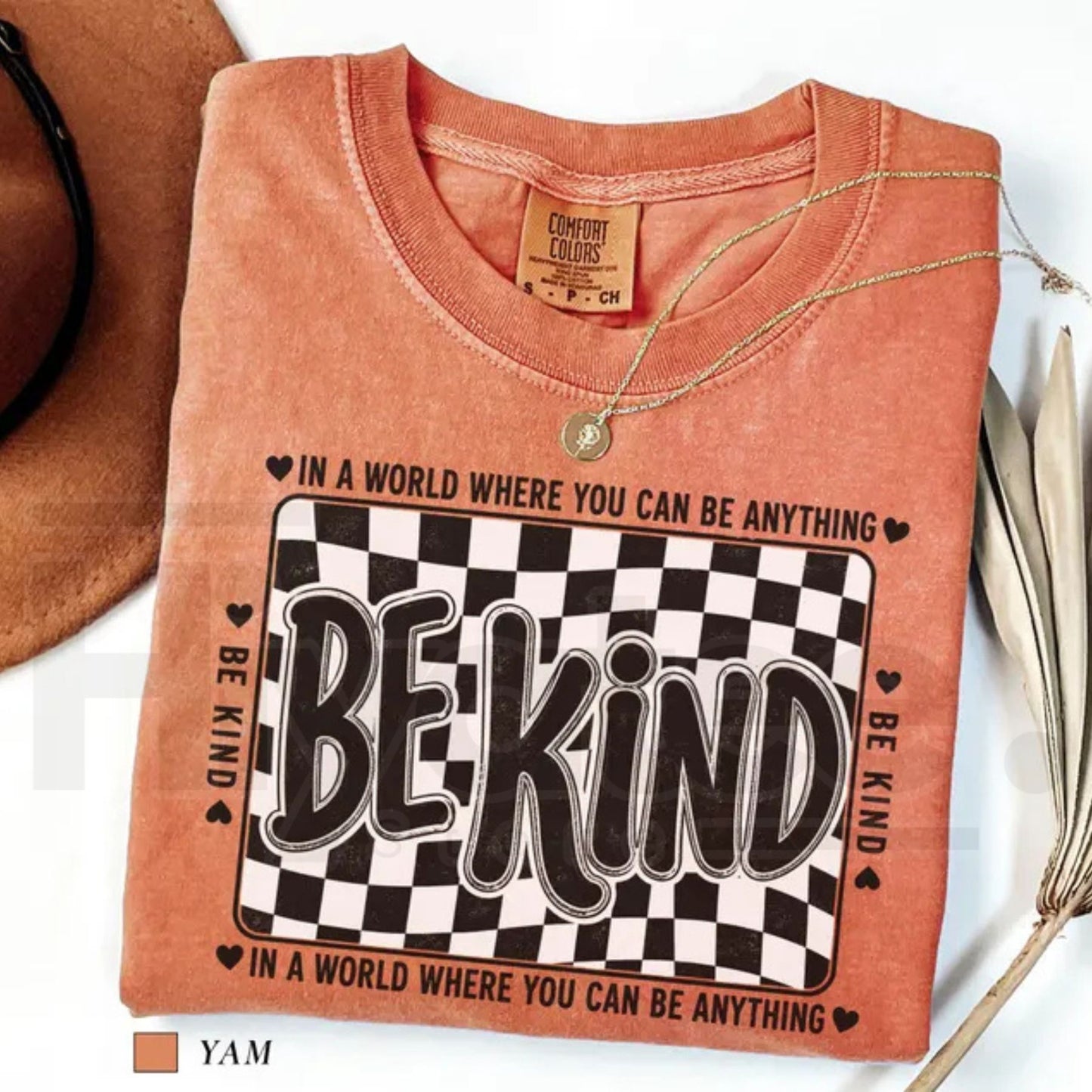 Comfort Colors Checkered Be Kind Shirt Retro Motivational Teacher Tee